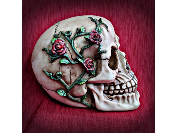 Red Rose From Beyond Skull Figure