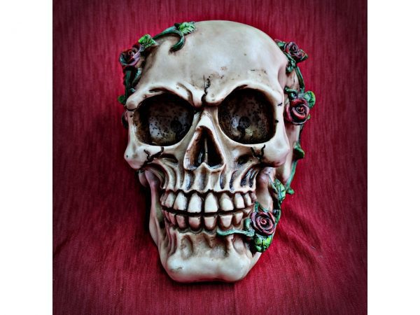 Red Rose From Beyond Skull Figure