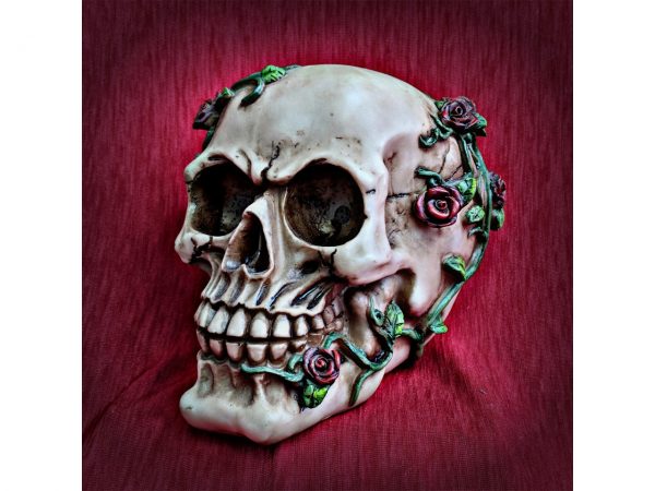 Red Rose From Beyond Skull Figure