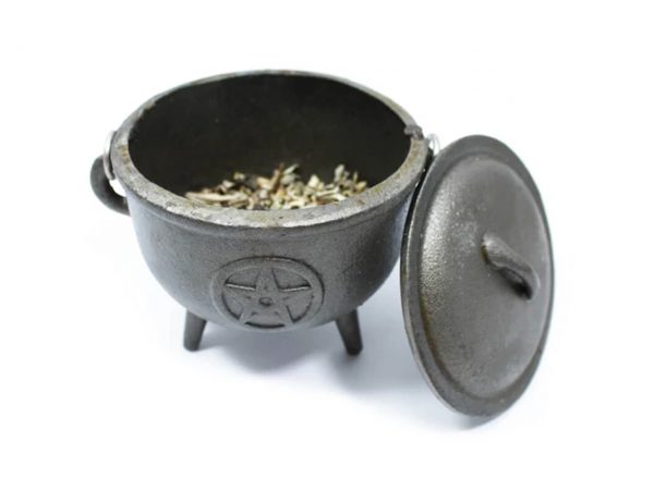 15 cm Cast Iron Cauldron Spiritual Pentagram Occult Witches