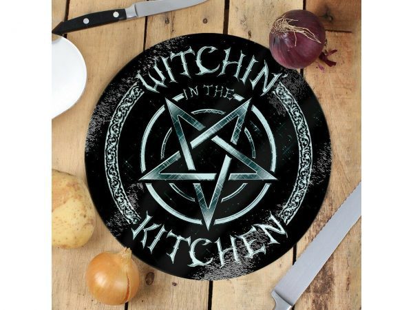 Witchin In The Kitchen Pentagram Glass Chopping Cutting Board Grindstore