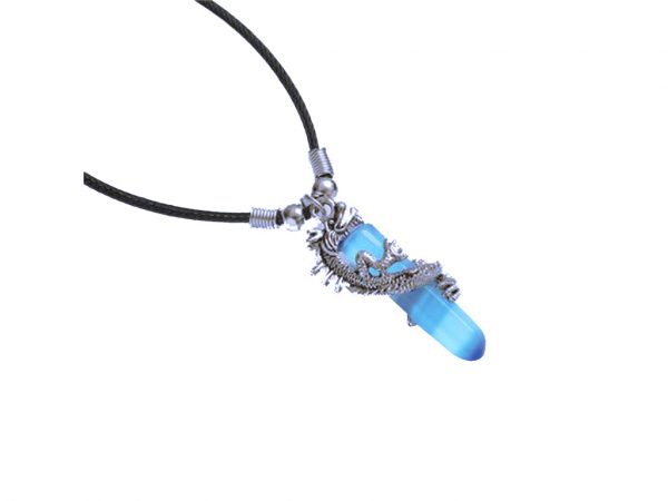 Blue Jade Pink Rose Quartz White Opalite Blue Lapis Lazili Black Agate Onyx Dragon Crystal Choker Necklace Metal Pendant Chakra Dowsing Synthetic Wish Jewellery