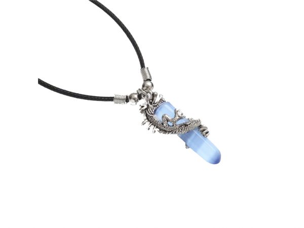 Pink Rose Quartz White Opalite Blue Lapis Lazili Black Agate Onyx Dragon Crystal Choker Necklace Metal Pendant Chakra Dowsing Synthetic Wish Jewellery