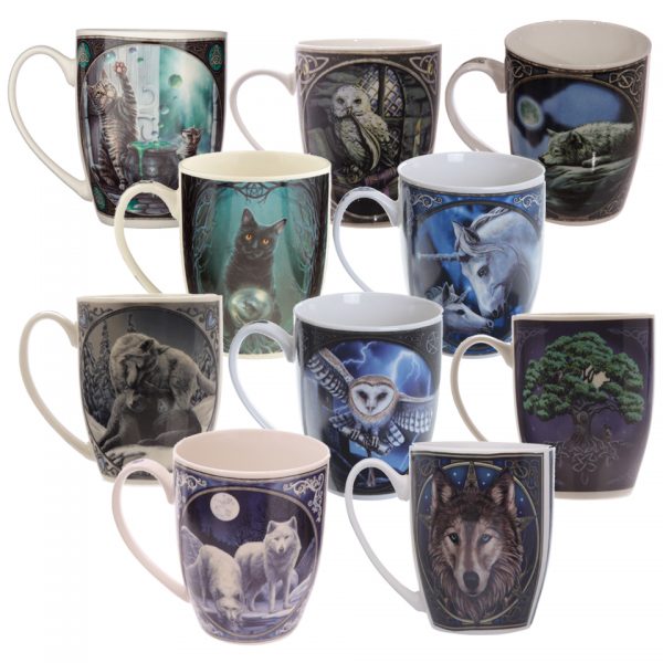 Lisa Parker New Bone China Mugs Wolves Wolf Owl Cat Kitten Familiar Witchcraft Occult Unicorn Tree Of Life Hare Mythical Hubble Bubble Magic Owl Quiet Reflection Rise Of The Witches Sacred Love The Heart Of The Storm Tree Of Life Winter Warrior Wolf Head Drinkware Kitchenware Tea Coffee