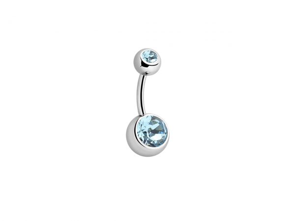 Double Gemmed Titanium Navel Bar Belly Sparkle Jewel Body Jewellery Piercing