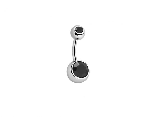Double Gemmed Titanium Navel Bar Belly Sparkle Jewel Body Jewellery Piercing