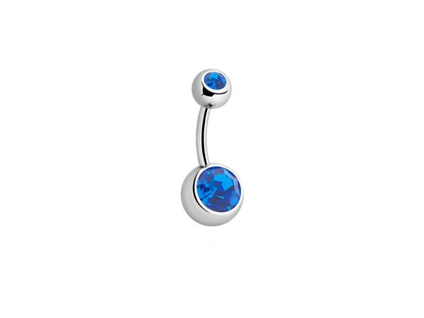 Double Gemmed Titanium Navel Bar Belly Sparkle Jewel Body Jewellery Piercing