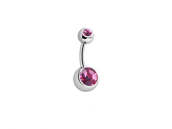 Double Gemmed Titanium Navel Bar Belly Sparkle Jewel Body Jewellery Piercing