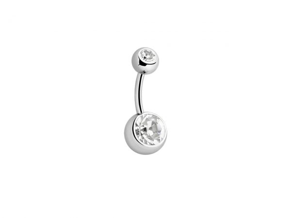 Double Gemmed Titanium Navel Bar Belly Sparkle Jewel Body Jewellery Piercing