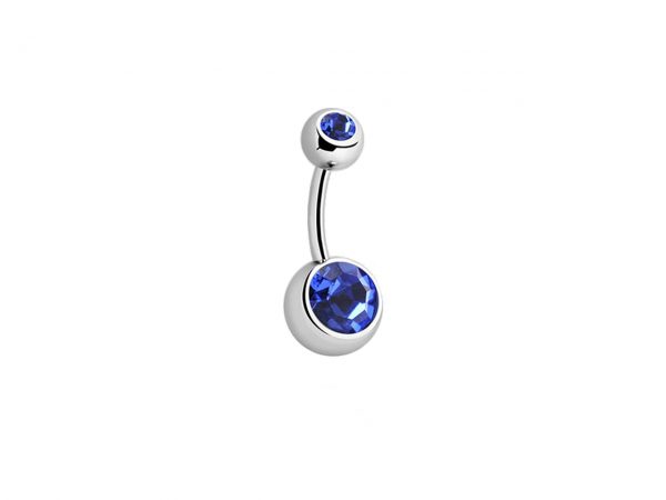 Double Gemmed Titanium Navel Bar Belly Sparkle Jewel Body Jewellery Piercing