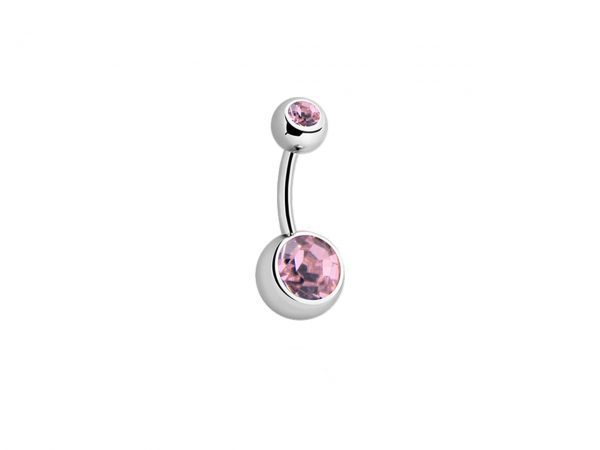 Double Gemmed Titanium Navel Bar Belly Sparkle Jewel Body Jewellery Piercing