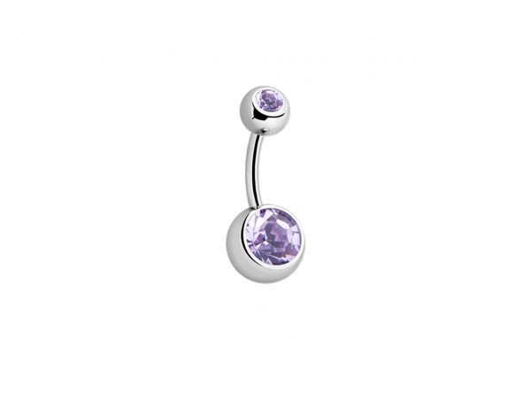 Double Gemmed Titanium Navel Bar Belly Sparkle Jewel Body Jewellery Piercing