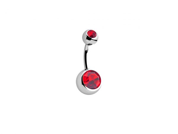 Double Gemmed Titanium Navel Bar Belly Sparkle Jewel Body Jewellery Piercing