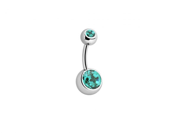 Double Gemmed Titanium Navel Bar Belly Sparkle Jewel Body Jewellery Piercing