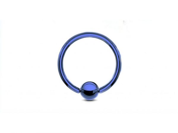 Dark Blue Annodised Coloured Multi Rainbow Titanium BCR Ball Capture Ring