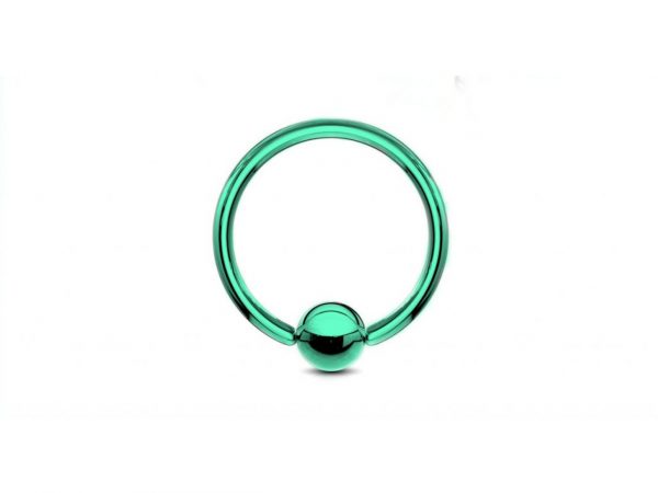 Green Annodised Coloured Multi Rainbow Titanium BCR Ball Capture Ring