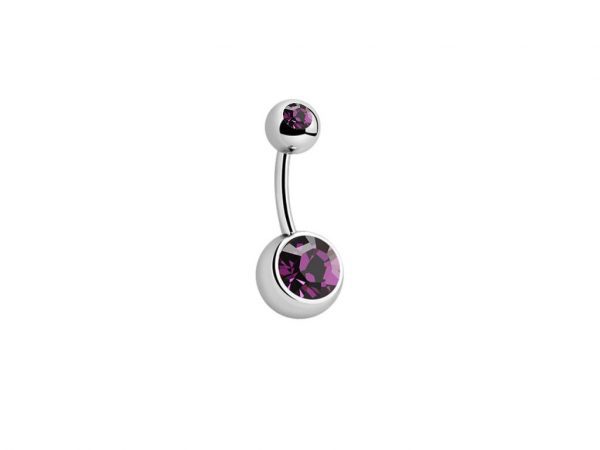Double Gemmed Titanium Navel Bar Belly Sparkle Jewel Body Jewellery Piercing