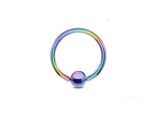 Rainbow Annodised Coloured Multi Rainbow Titanium BCR Ball Capture Ring