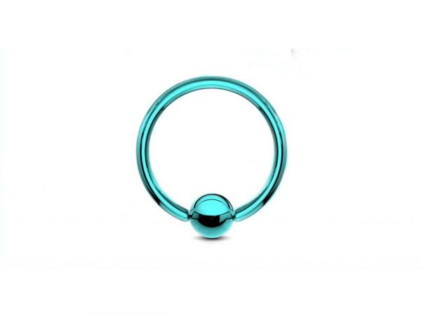 Turquoise Annodised Coloured Multi Rainbow Titanium BCR Ball Capture Ring