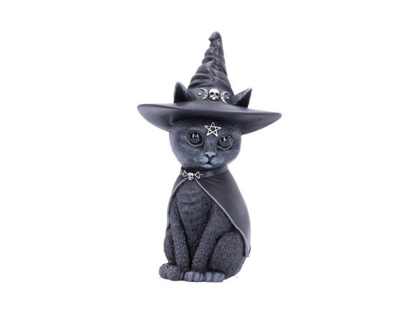 Purrah Cat Nemesis Now Witch Occult Witchcraft Familiar Spiritual Dark Spirits Figure Magic Pentagram Skull Cape Witches Hat