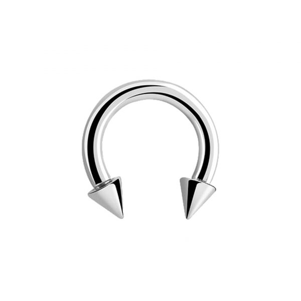 Highly Polished Spiked Titanium Circular Barbell 1.2 1.6 CBB Horse Shoe Body Jewellery Piercing Silver