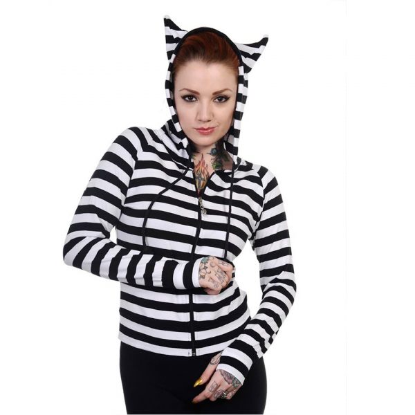 Black and White Stripe Hood