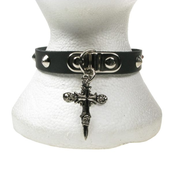 Crucifix Leather Choker