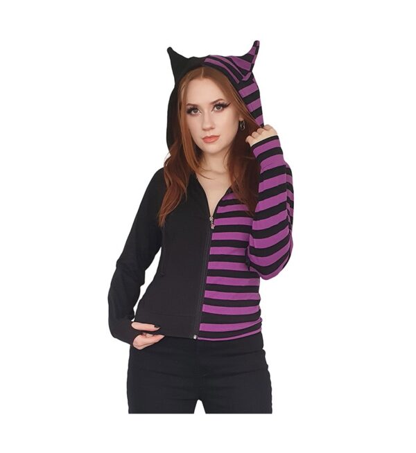 Black and Purple half Stripe Hood