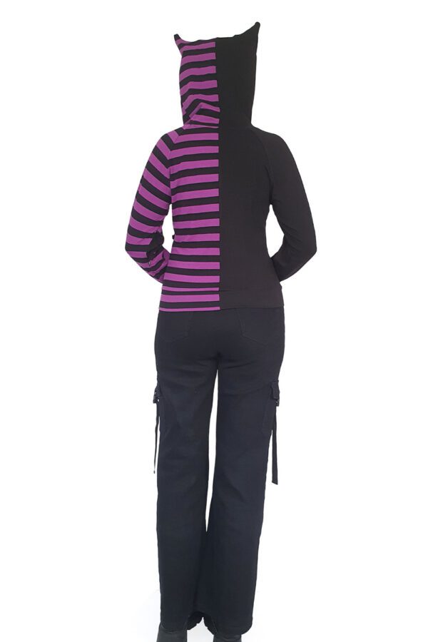 Black and Purple half Stripe Hood - Image 2